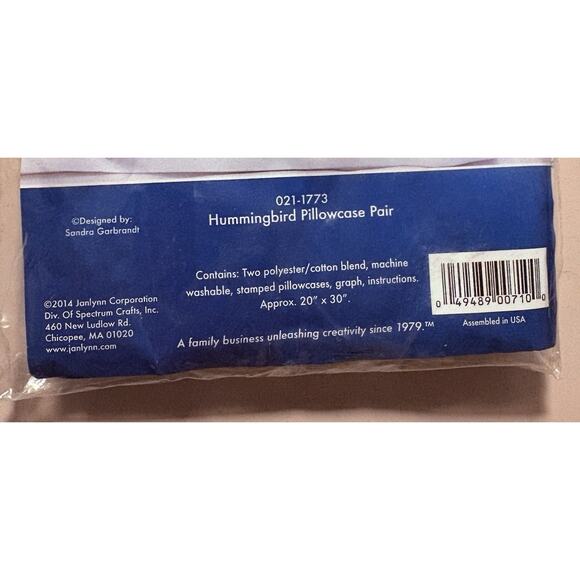 Janlynn Stamped Cross Stitch Pillowcase Pair 20"X30"-Hummingbird - Picture 2 of 3